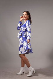 Vestido Envolvente Azul Floral Stock