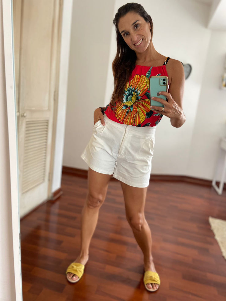 Blusa Pita Rojo Floral Stock
