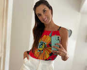 Blusa Pita Rojo Floral Stock