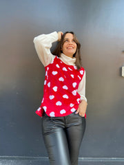 Sweater Bombastic Cafarena Red & White Hearts Stock