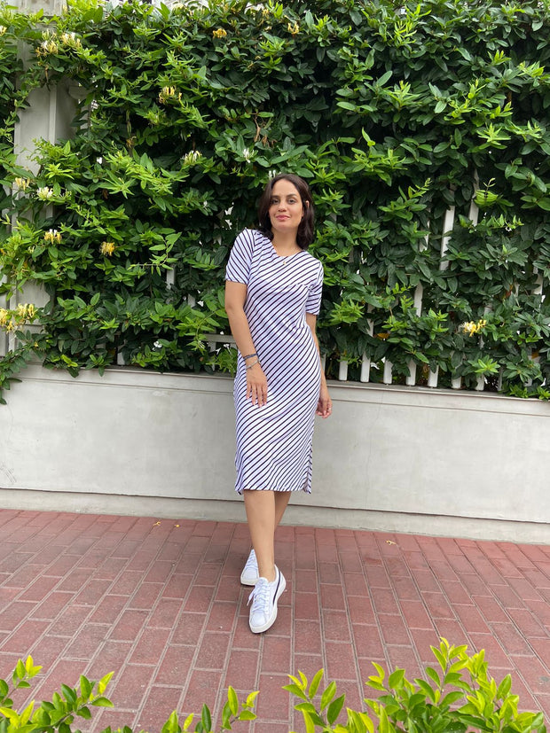Vestido Midi T.Shirt Blanco Lineal