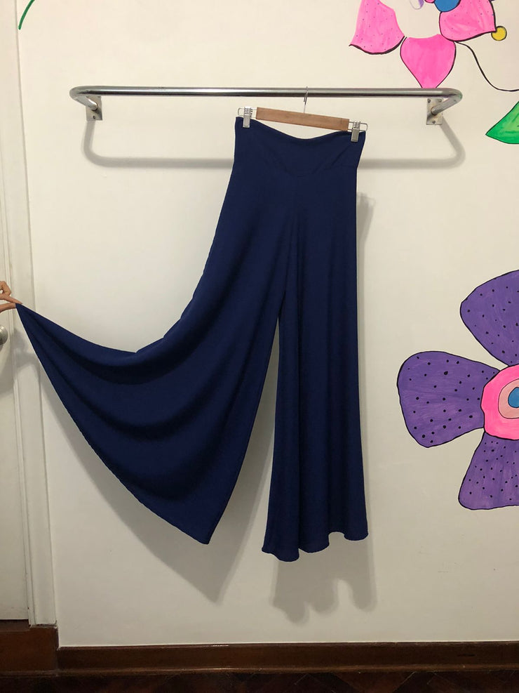 Pantalón Palazo Elástico Azul Stock