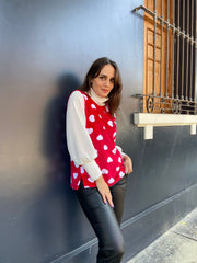 Sweater Bombastic Cafarena Red & White Hearts Stock