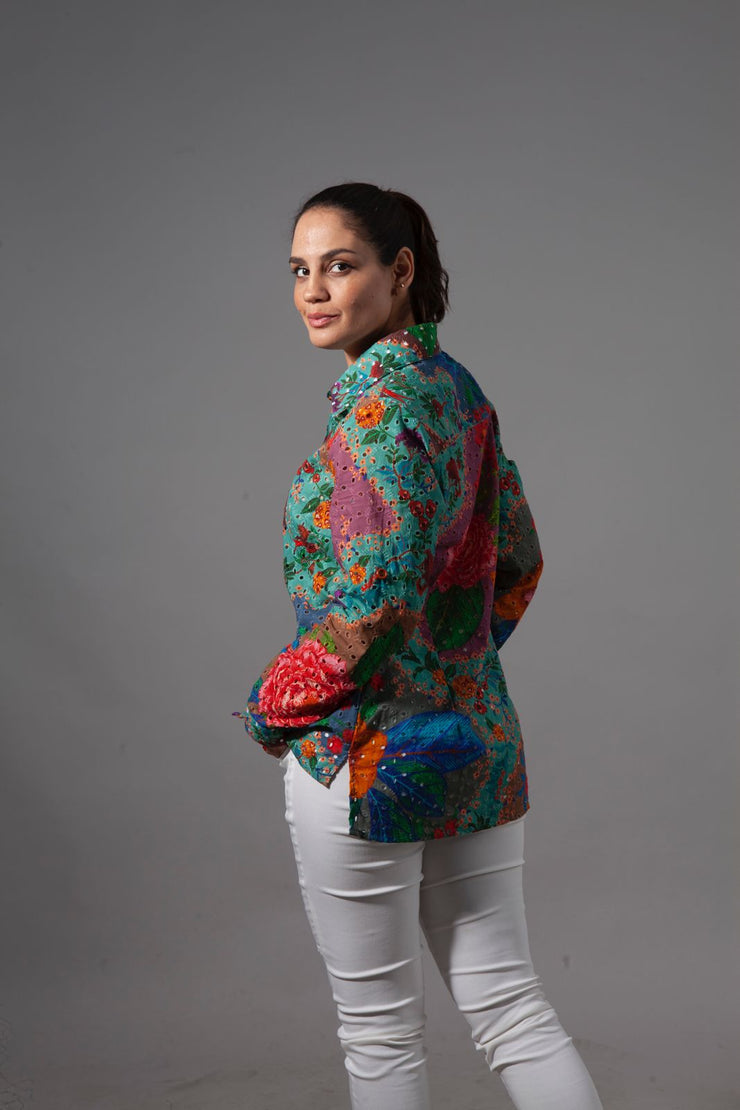 Blusa Camisera Broderie Multicolor Stock