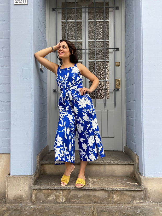 Enterizo Cuadrado Azul Floral