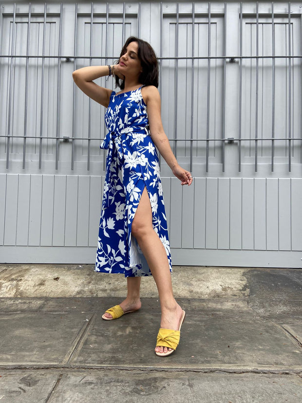 Enterizo Cuadrado Azul Floral