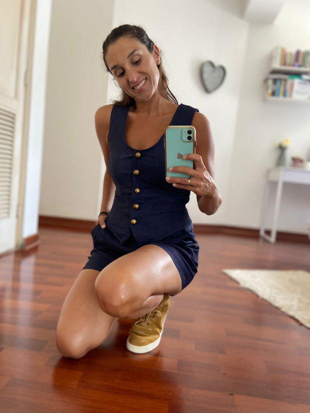Chaleco Botoncitos Azul Jean