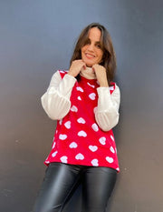 Sweater Bombastic Cafarena Red & White Hearts Stock