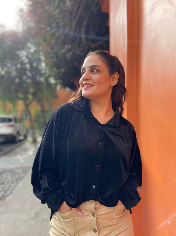 Blusa Plisada Terciopelo