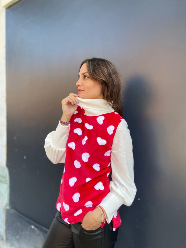 Sweater Bombastic Cafarena Red & White Hearts Stock
