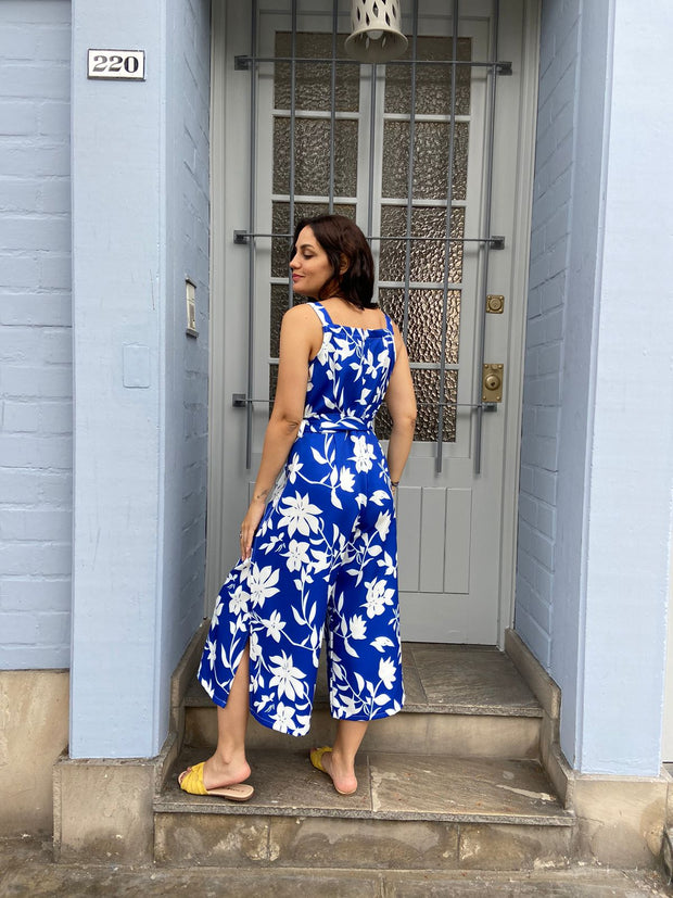 Enterizo Cuadrado Azul Floral