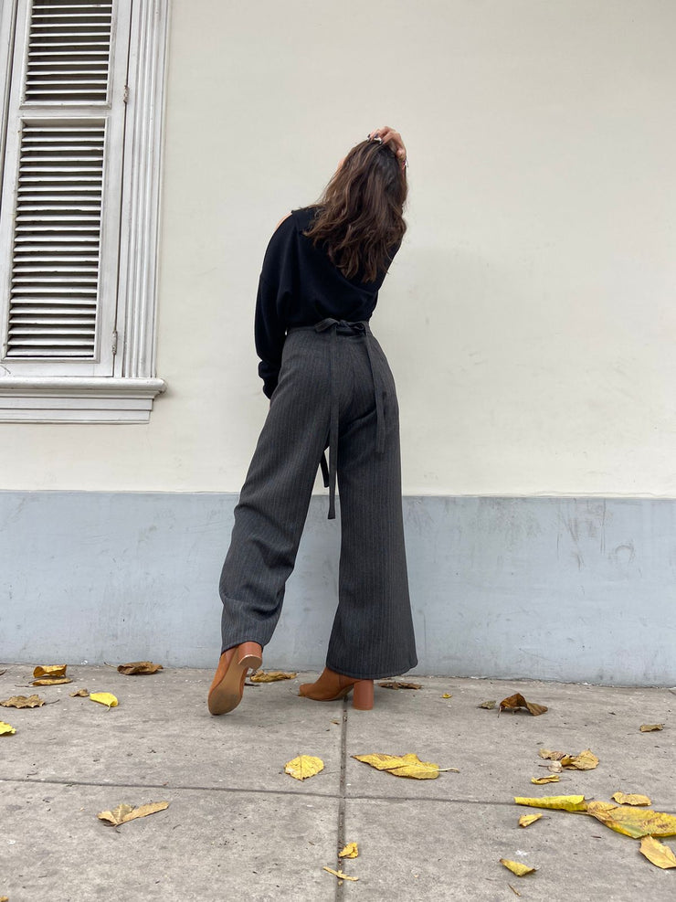 Pantalón Palazo Envolvente Lanilla Stock
