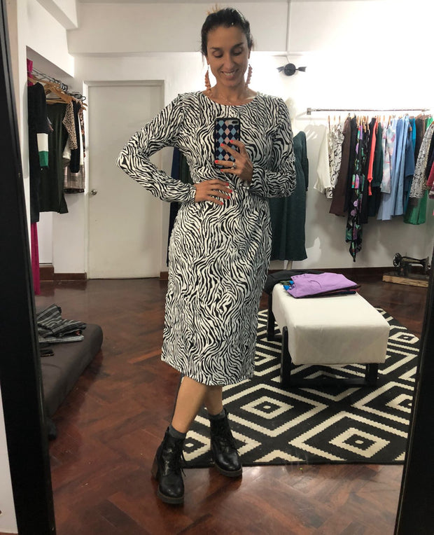 Vestido midi zebra