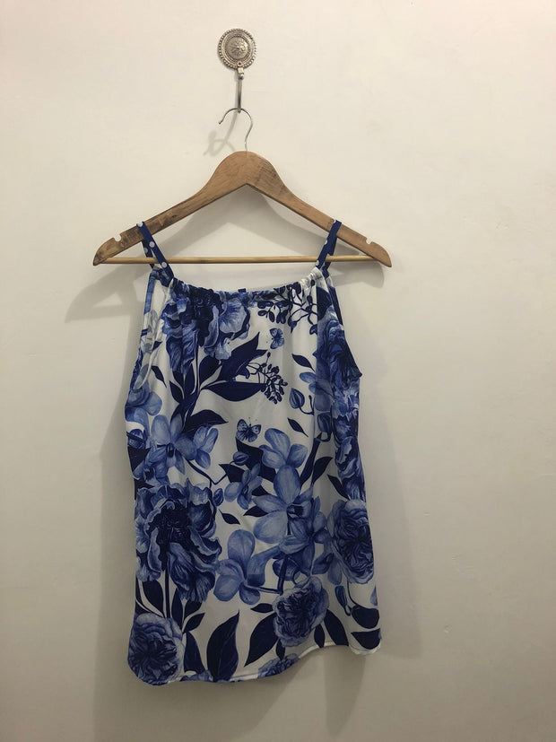 Blusa Pita Blanco Flores Azules