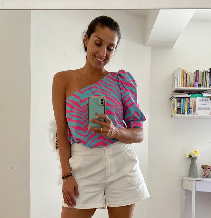 Blusa Un Hombro Zebra
