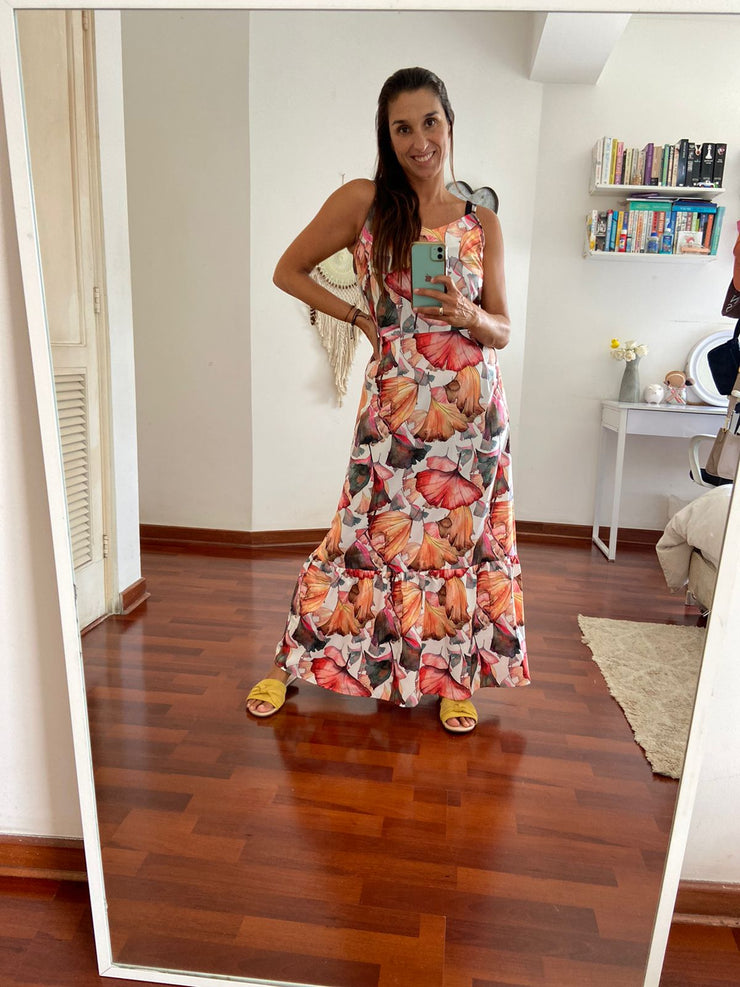 Vestido Frescura Blanco Palmas Stock