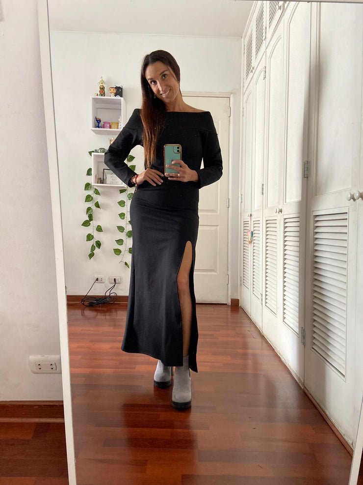 Vestido Maxi Bote Negro Stock