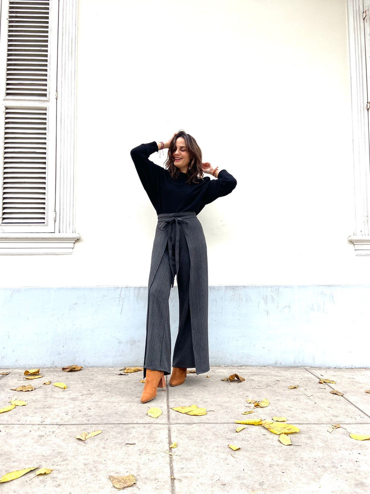 Pantalón Palazo Envolvente Lanilla Stock
