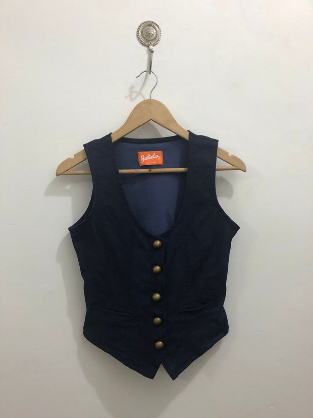 Chaleco Botoncitos Azul Jean