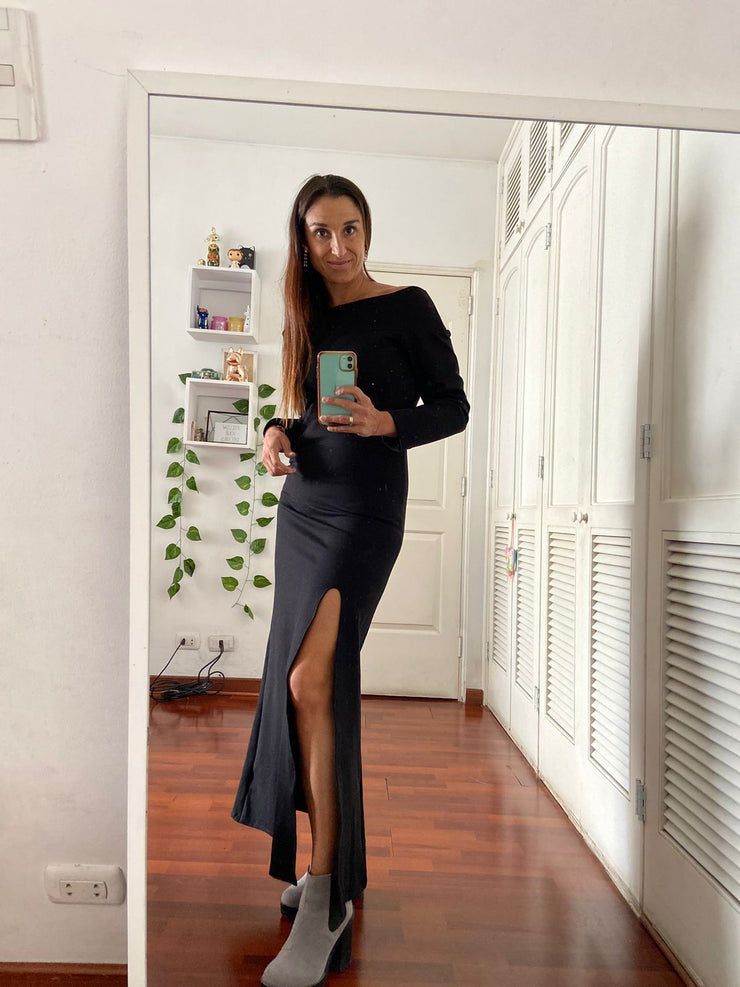 Vestido Maxi Bote Negro Stock
