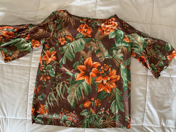 Blusa Bomba Marrón Floral Stock