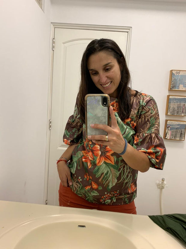Blusa Bomba Marrón Floral Stock