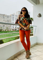 Blusa Bomba Marrón Floral Stock