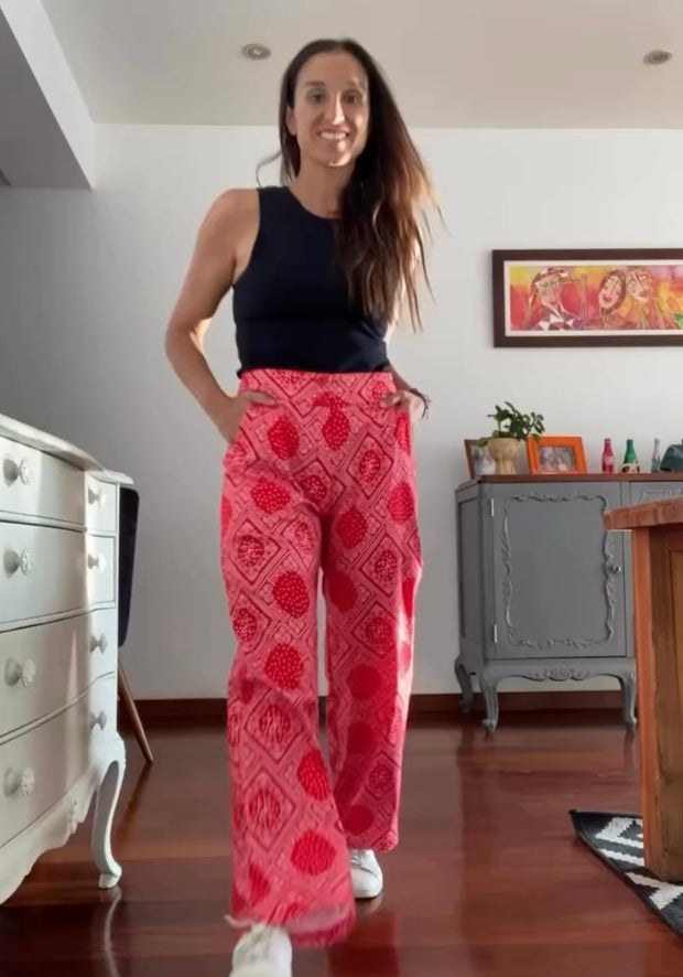 Pantalón Recto Rojo Mosaicos