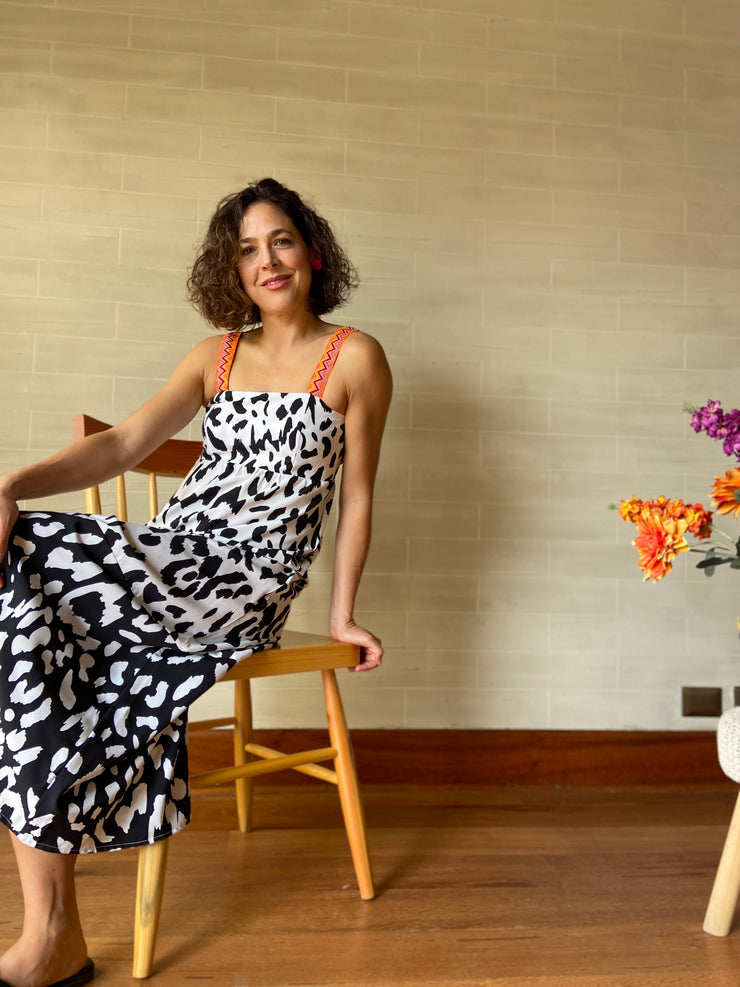Vestido Maxi Elástico Bi Print