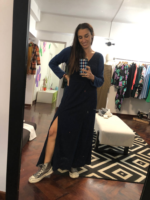 Vestido cruzado doble azul