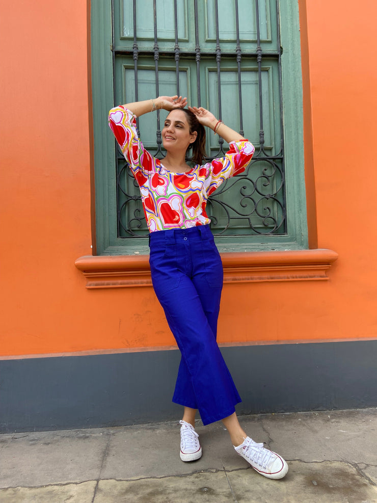 Blusa Piqué Corazones Rojos