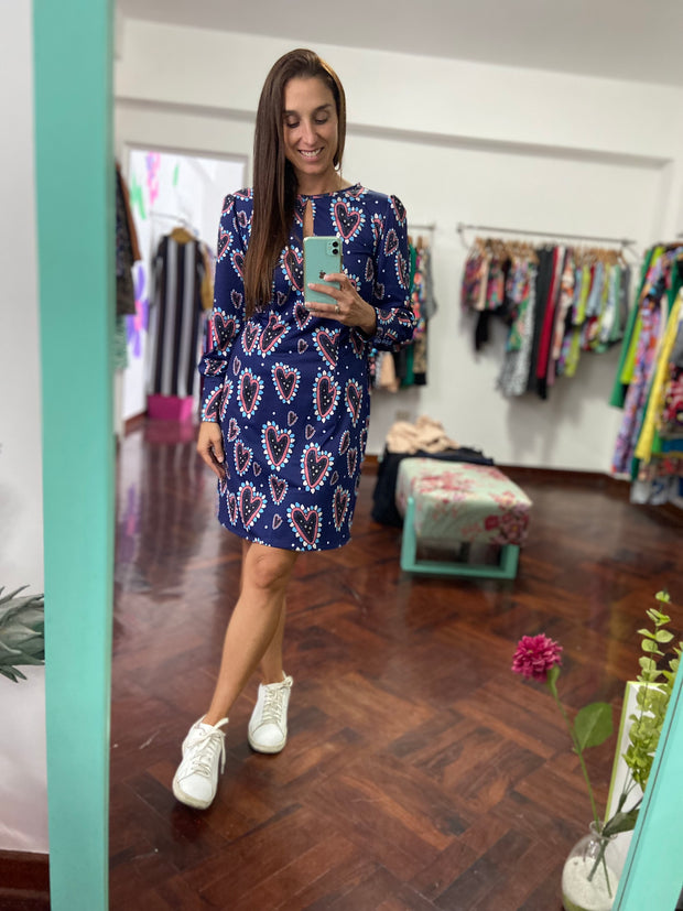 Vestido Botoncitos Corazones Acero