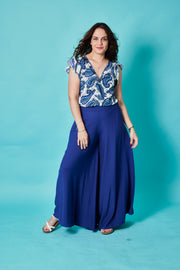 Pantalón Palazo Elástico Azul Stock