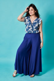 Pantalón Palazo Elástico Azul Stock