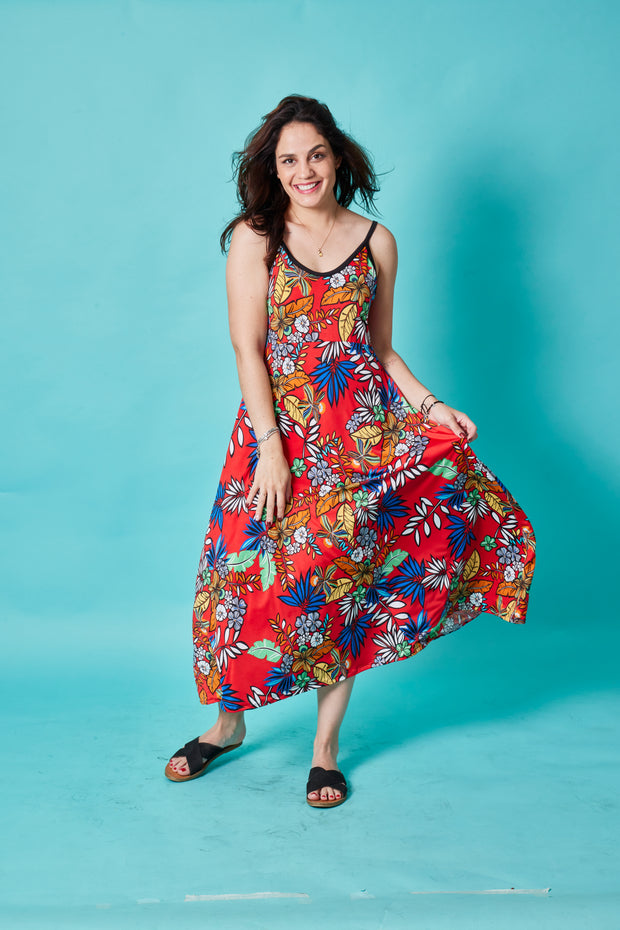 Vestido Viena Floral Rojo