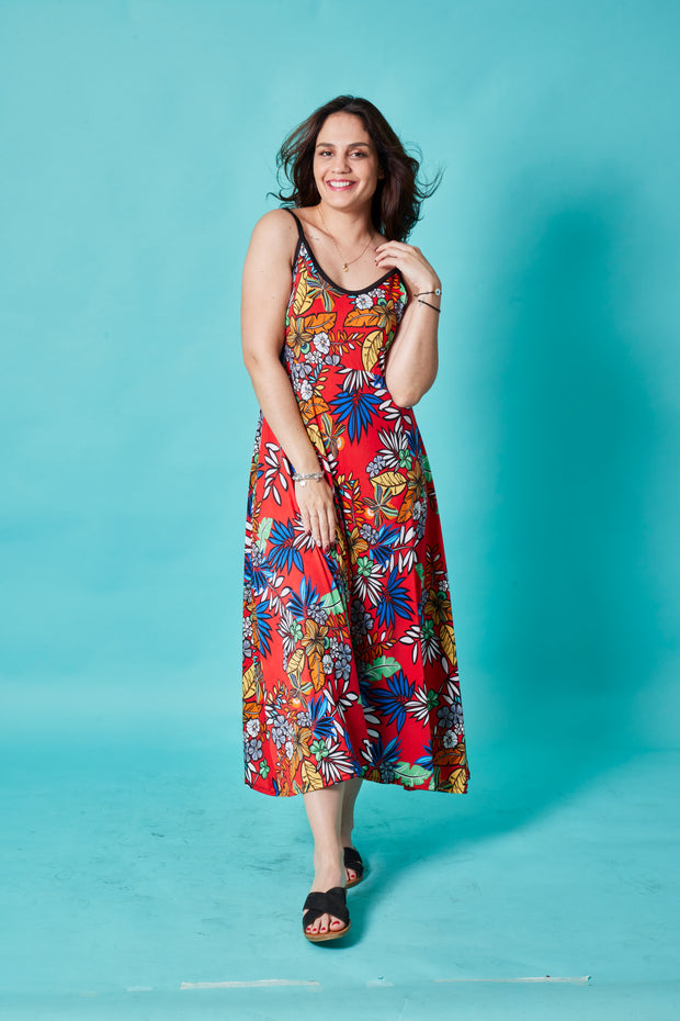 Vestido Viena Floral Rojo