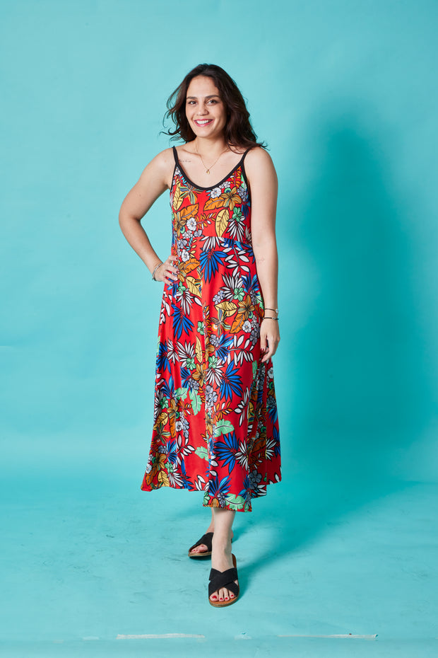 Vestido Viena Floral Rojo