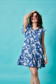 Vestido Hippie Denim Rosas