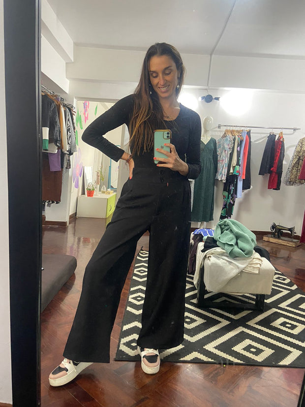 Pantalón Palazo C/Bolsillos Negro Stock