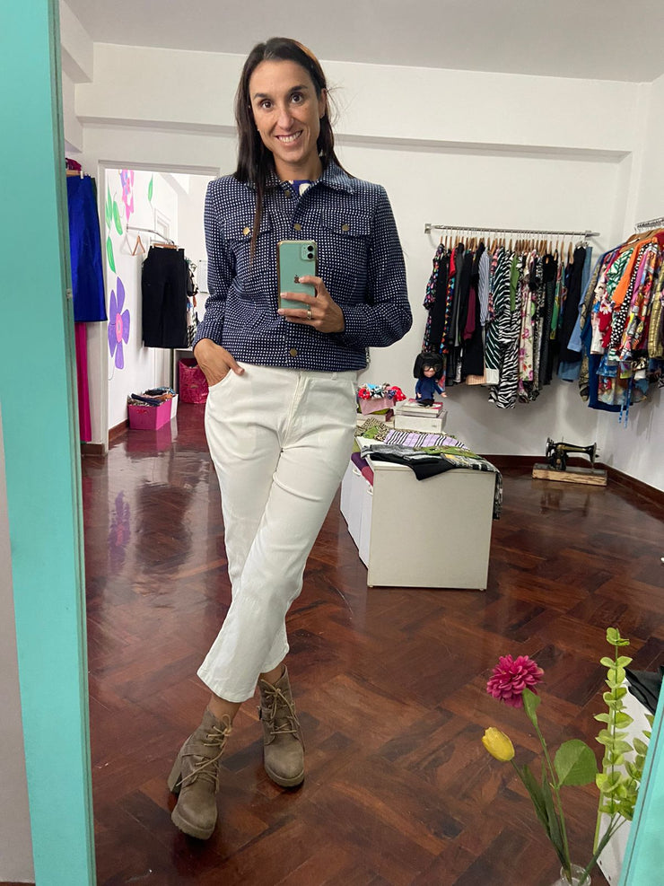 Casaca Paño Azul Dots Blancos