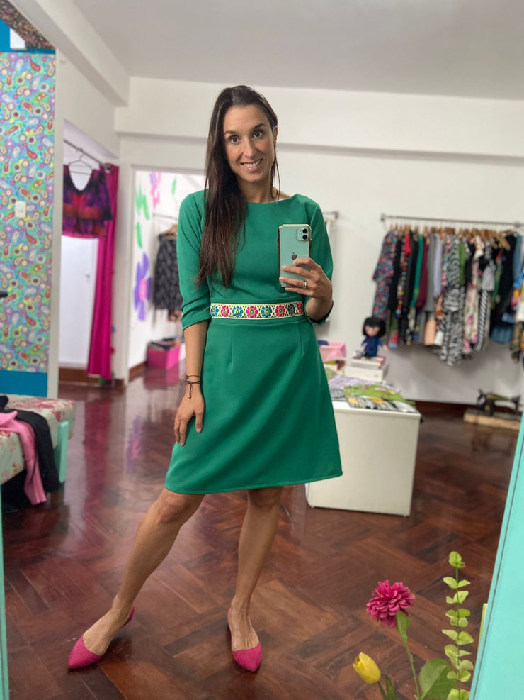 Vestido CA Verde Cintura Bordada