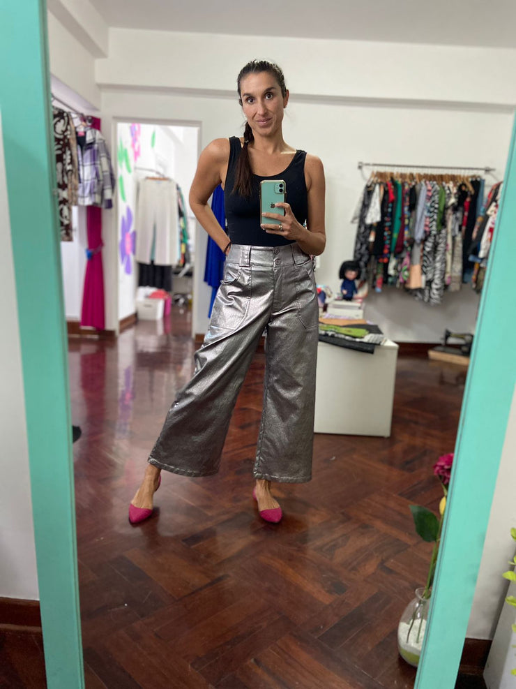 Pantalón Parches Plateado