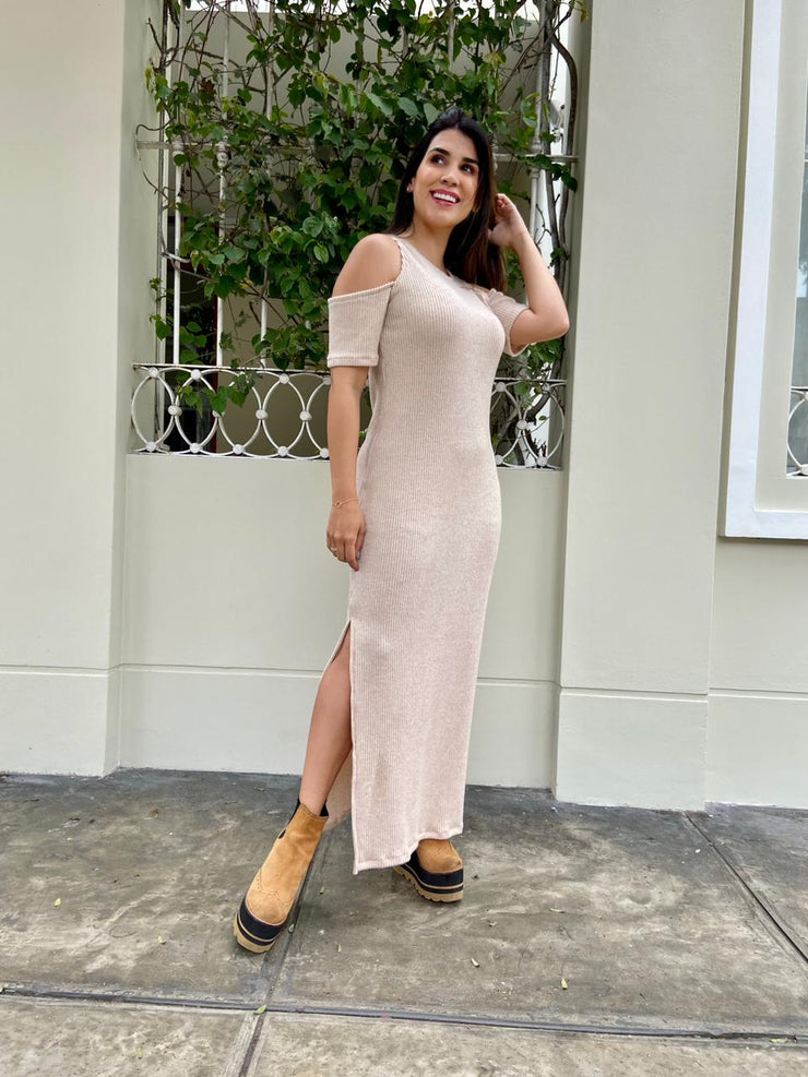 Vestido HH Nude Rib Chompero Stock