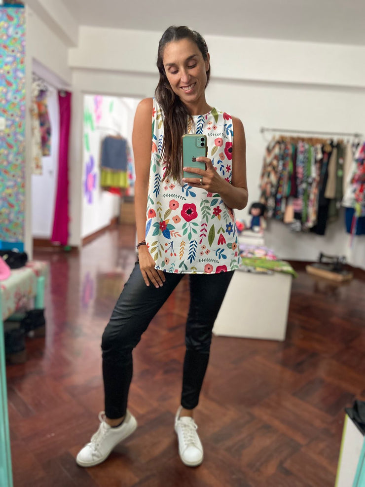 Top Olímpico Blanco Floral