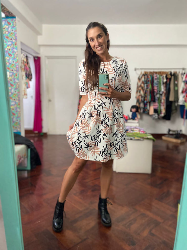 Vestido Charo Blanco Hojas
