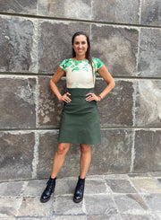 Vestido CA Cream & Green Stock