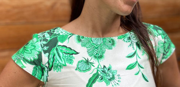 Vestido CA Cream & Green Stock