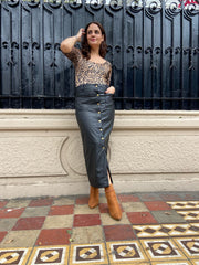Falda Cuero Negro