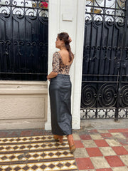 Falda Cuero Negro