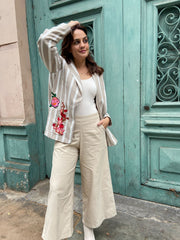 Saco Beige Rayas Blancas